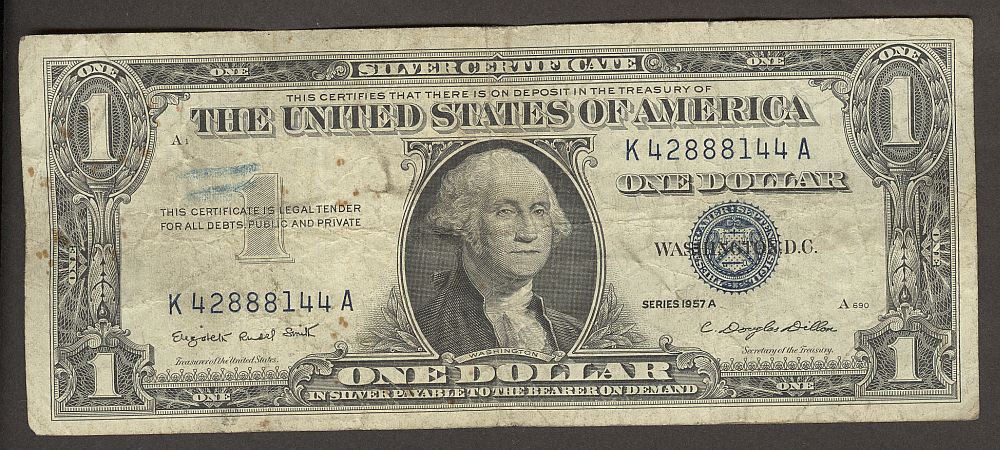 1957A, $1 Silver Certificate, K42888144A